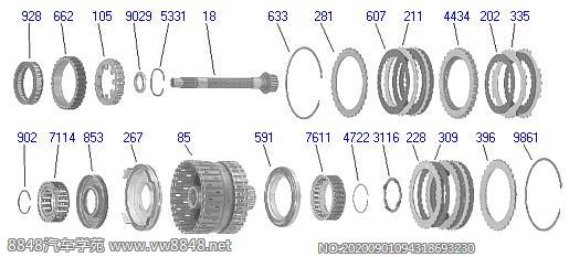 福特蒙迪欧CD4E变速箱内部分解图095755